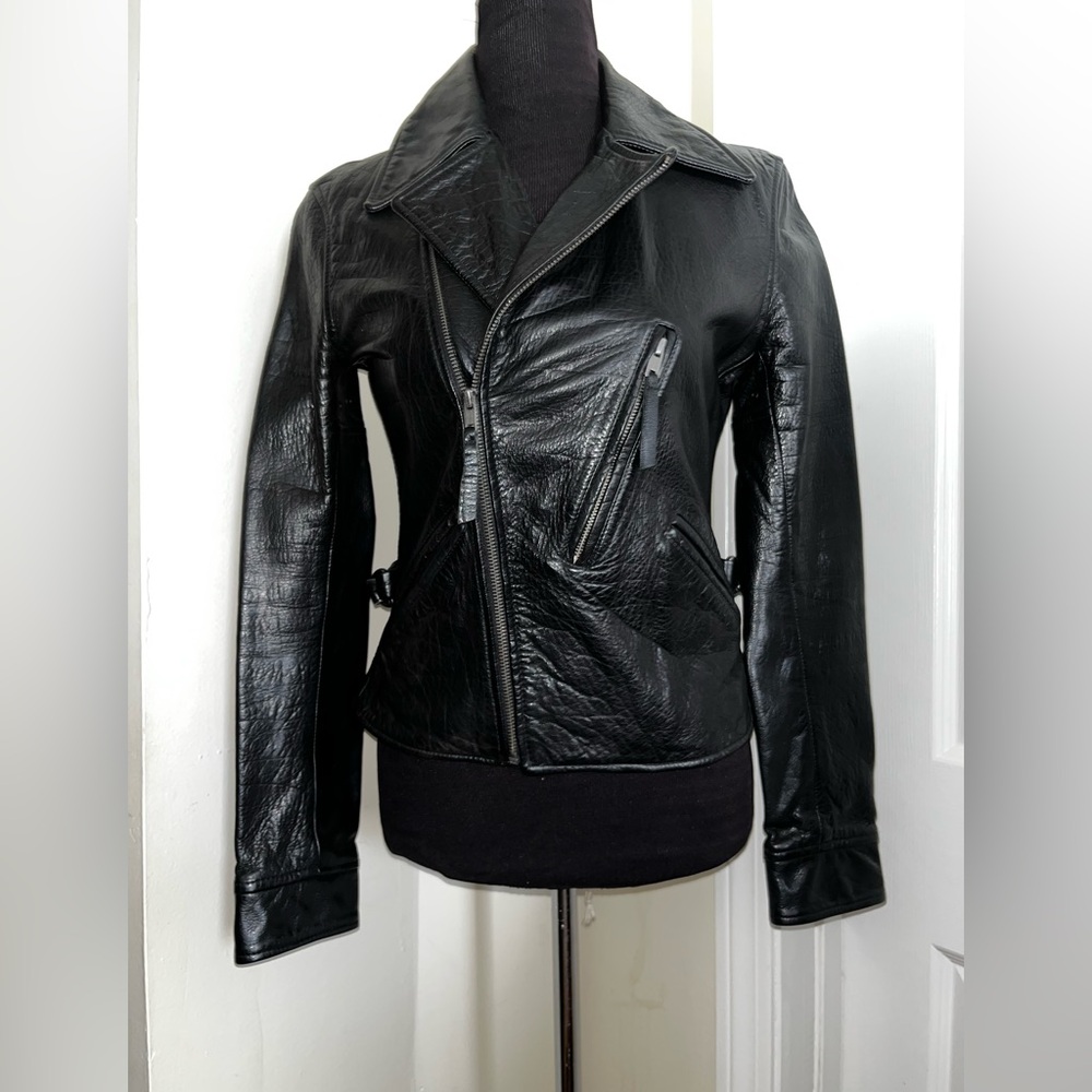 Vintage Polo Ralph Lauren Black Leather Moto Jacket